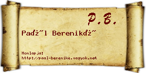 Paál Bereniké névjegykártya